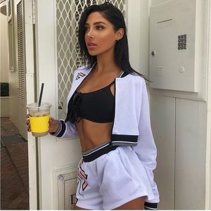 LF The Brand Track Set Shorts Jacket White Pink Logo S